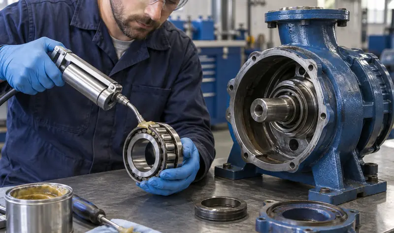 Representative pump bearing lubrication and housing inspection