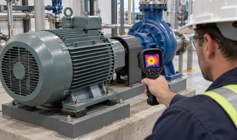 Representative temperature check of a centrifugal pump motor