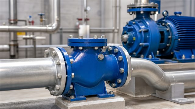 Large butterfly check valve component for a water pump system